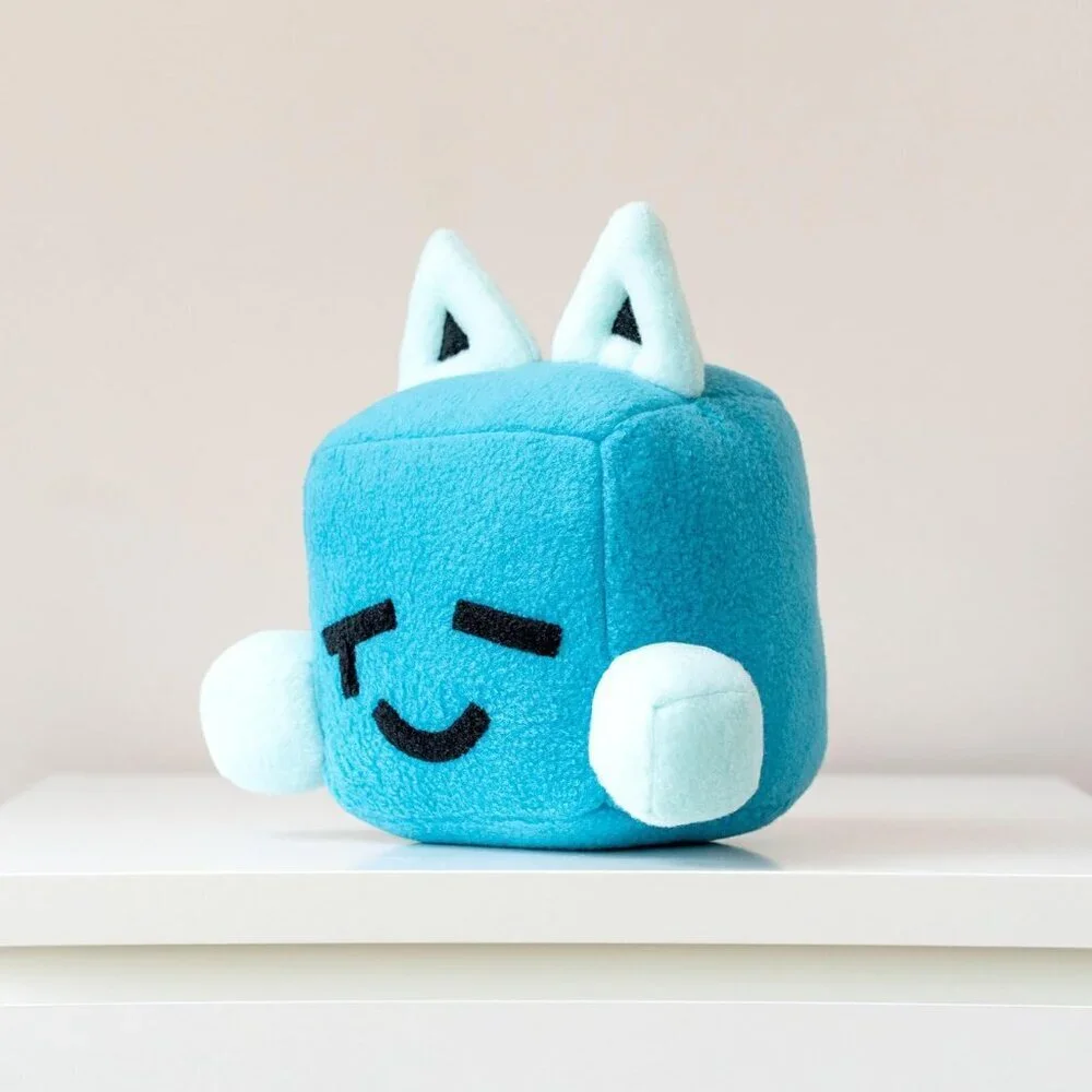 Big Blue Cube Plush Toy Inspired by Just Shapes & Beats 7.8” Soft Square Tear